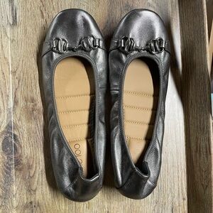 Silver Ballet Flats